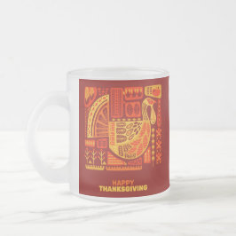 Happy thanksgiving Geometric Abstrakt Orange Brown Frostad Glasmugg