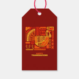 Happy thanksgiving Geometric Abstrakt Orange Brown Presentetikett
