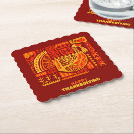 Happy thanksgiving Geometric Abstrakt Orange Brown Underlägg Papper