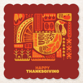 Happy thanksgiving Geometric Abstrakt Orange Brown Underlägg Papper