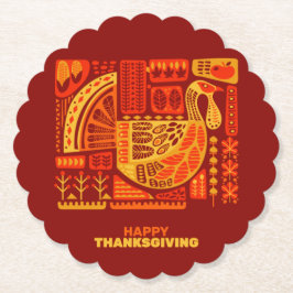Happy thanksgiving Geometric Abstrakt Orange Brown Underlägg Papper