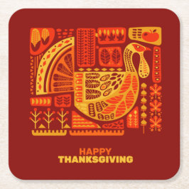 Happy thanksgiving Geometric Abstrakt Orange Brown Underlägg Papper Kvadrat