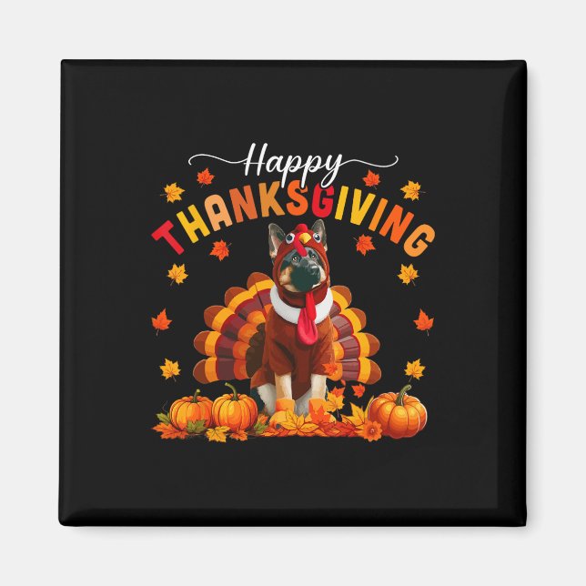 Happy thanksgiving German Shepherd Cosplay Fall Tu Magnet (Framsidan)