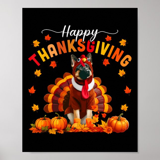 Happy thanksgiving German Shepherd Cosplay Fall Tu Poster (Framsidan)