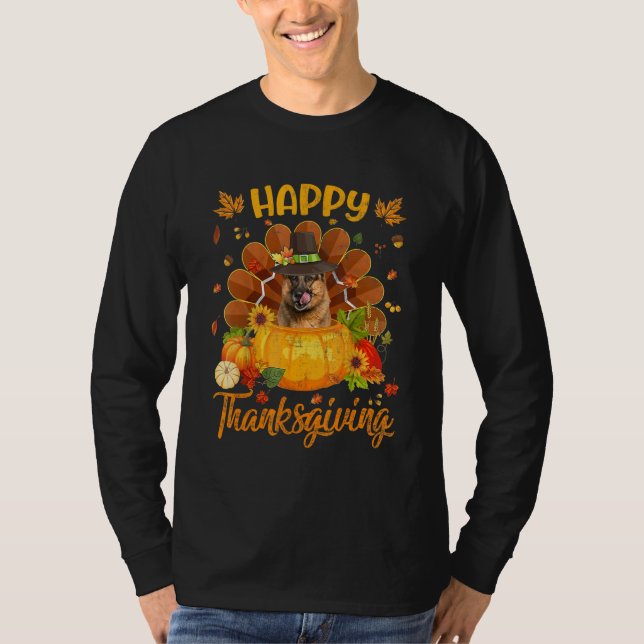 Happy Thanksgiving German Shepherd Dog Turkey Pump T Shirt (Framsida)