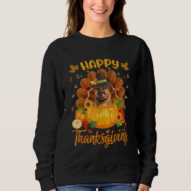 Happy Thanksgiving German Shepherd Dog Turkey Pump T Shirt (Framsida)