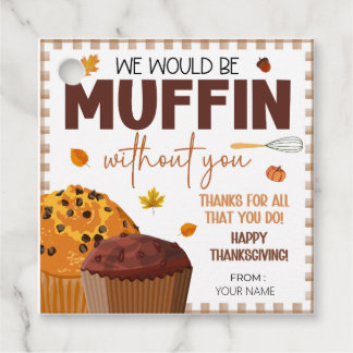 Happy thanksgiving Gift-Märkre, Muffin Gift-Märkre Gåvor Etiketter