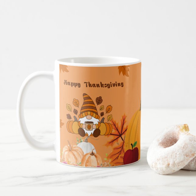Happy Thanksgiving Gnome Pumpkin Art Kaffemugg (Med munk)
