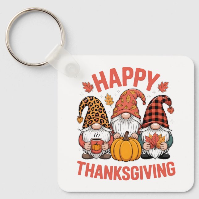 Happy thanksgiving Gnomes-fallsäsong Nyckelring (Framsida)