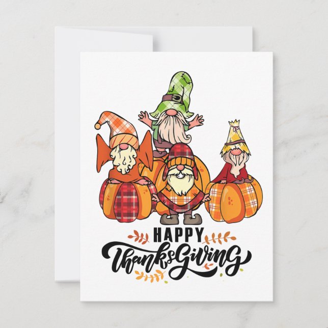 Happy thanksgiving Gnomes-hälsningskort Julkort (Framsida)