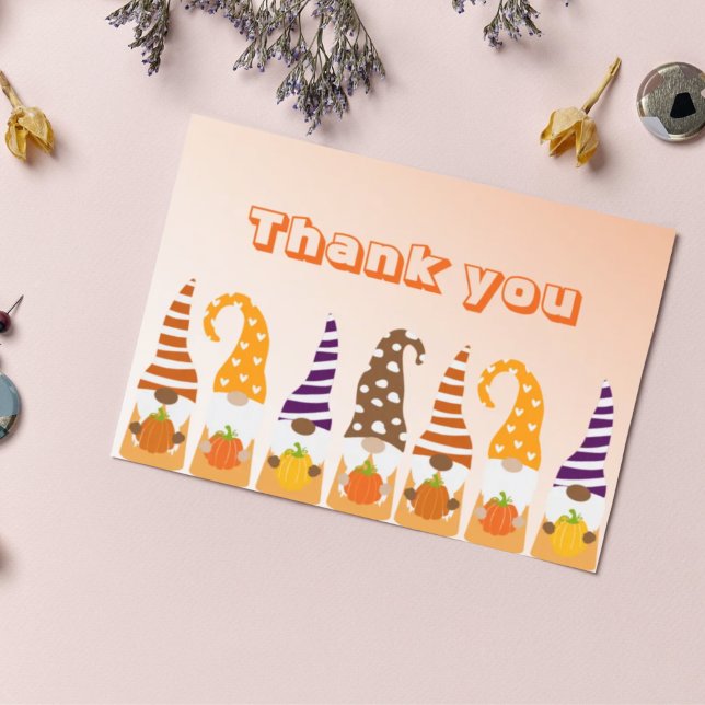 Happy thanksgiving Gnomes Pumpkin Solrosblomma Vykort (Skapare uppladdad)