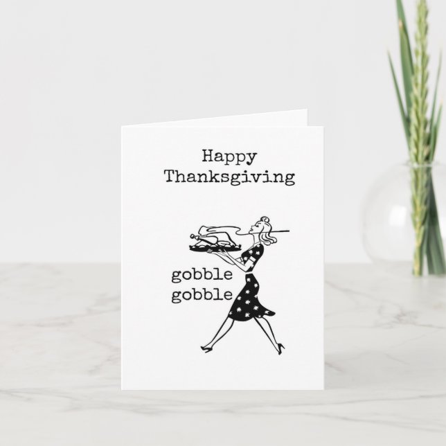 Happy thanksgiving, Gobble, Bobble, Funny, Card Kort (Framsida)