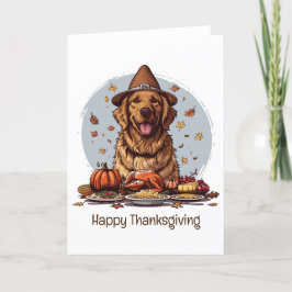 Happy thanksgiving Golden Retriever Hund Helgkort