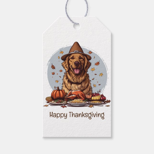 Happy thanksgiving Golden Retriever Hund Presentetikett (Framsidan)
