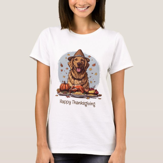 Happy thanksgiving Golden Retriever Hund T Shirt (Framsida)
