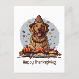 Happy thanksgiving Golden Retriever Hund Vykort