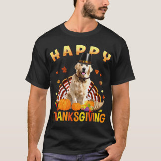 Happy thanksgiving Golden Retriever Turkey Pilgrim T Shirt