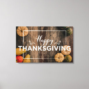 Happy thanksgiving Gourds on Rustic Wood Canvastryck