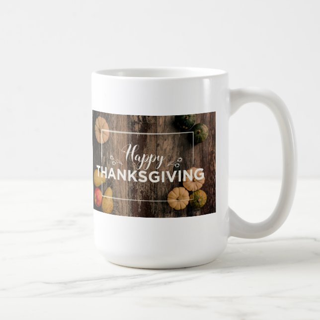 Happy thanksgiving Gourds on Rustic Wood Kaffemugg (Höger)