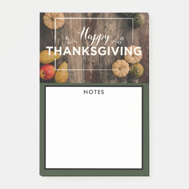 Happy thanksgiving Gourds on Rustic Wood Post-it Block (Framsida)
