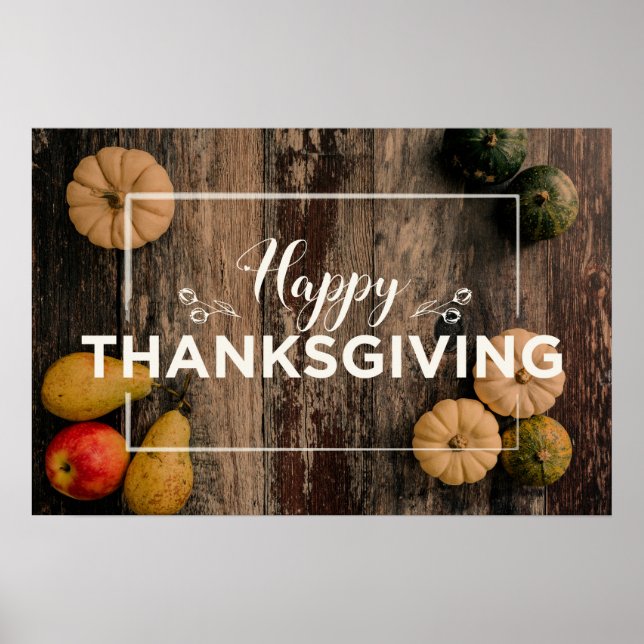 Happy thanksgiving Gourds on Rustic Wood Poster (Framsidan)