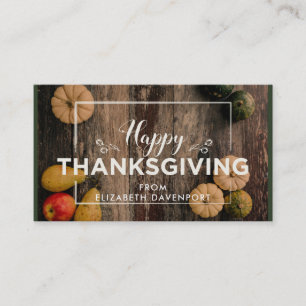 Happy thanksgiving Gourds on Rustic Wood Visitkort