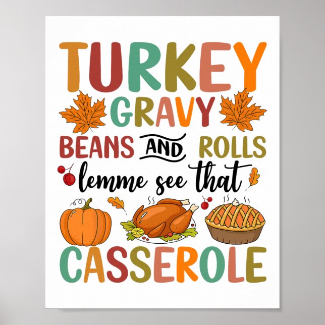Happy thanksgiving grå bönor och rullar... poster (Framsidan)