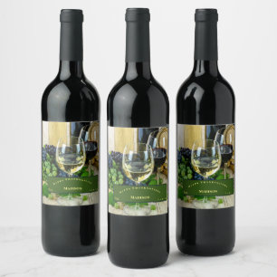 Happy thanksgiving Grapes Greenery Vinflaska Etikett