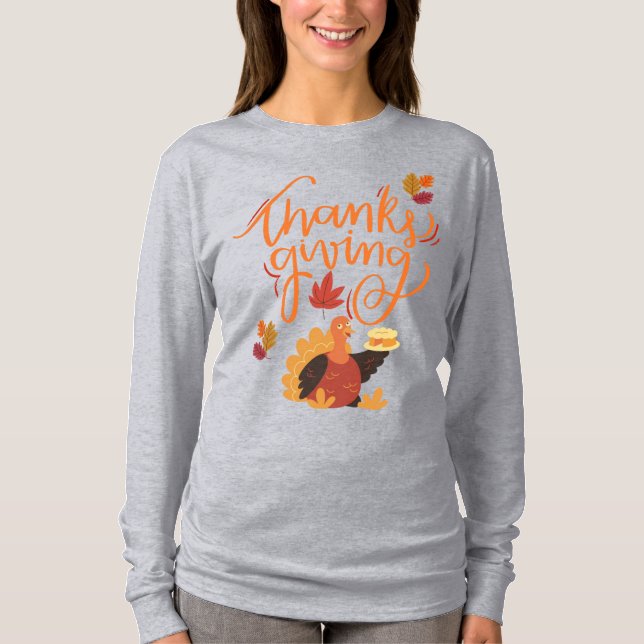  Happy Thanksgiving | Grateful & Blessed Fall T Shirt (Framsida)
