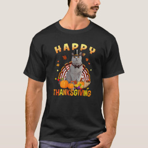 Happy thanksgiving Grått Cat Turkey Pilgrim Hat Ho T Shirt