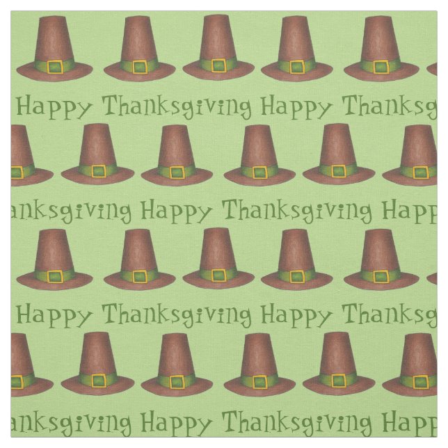 Happy thanksgiving Grönt Brown Pilgrim Puritan Hat Tyg (Provkarta)