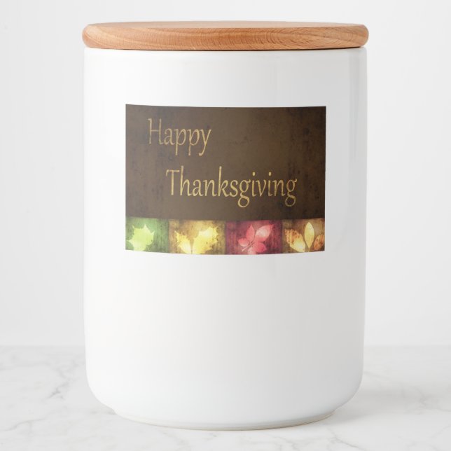Happy thanksgiving Grunge Lövs Mat Etiketter (Framsida)