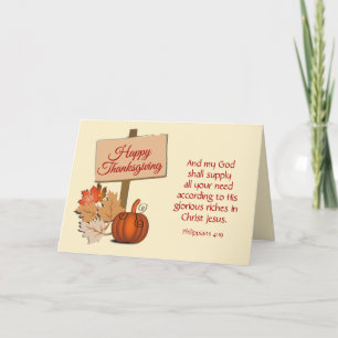 HAPPY THANKSGIVING Gud ska förse Phil 4:19 Helgkort