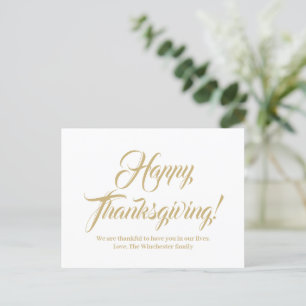 Happy thanksgiving guld anpassningsbar-skriptelega vykort