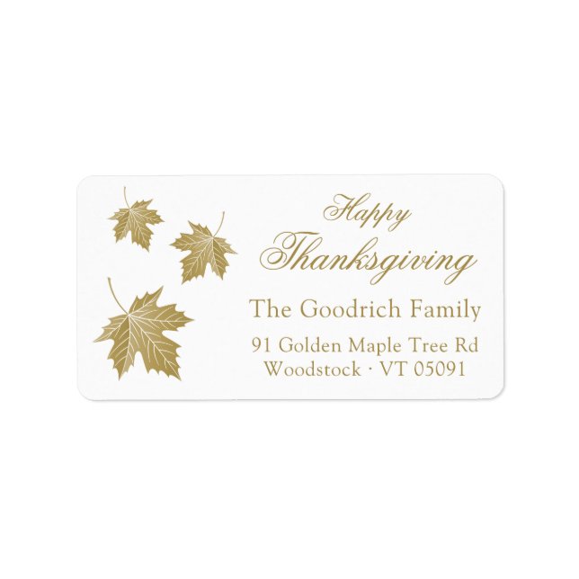 Happy thanksgiving Guld Höst löv Returadressen Adressetikett (Framsidan)