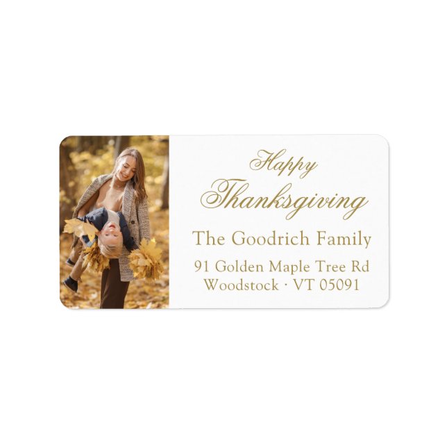 Happy thanksgiving Guld Photo Returadress Adressetikett (Framsidan)