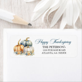 Happy thanksgiving Guld Pumpkins Returadress Returadress Etikett