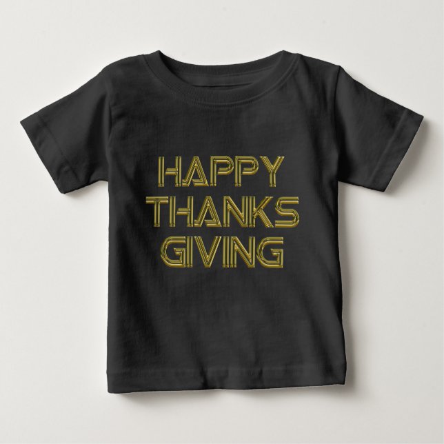 Happy thanksgiving Guld Typography White Elegant Tee Shirt (Framsida)