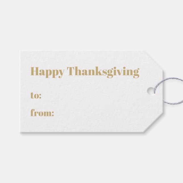 Happy thanksgiving guld vit till modern presentetikett (Framsidan (Horisontell))