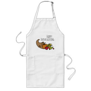 Happy thanksgiving Hälsning, färgfläckig kornucopi Långt Förkläde