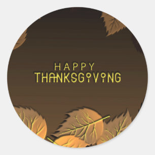 Happy thanksgiving Hälsning med Höst löv Runt Klistermärke