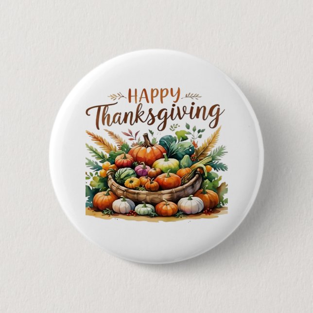 Happy thanksgiving - Harvest Basket med Pumpkins Knapp (Framsida)