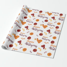 Happy thanksgiving Harvest Pumpkin White Seamless Presentpapper