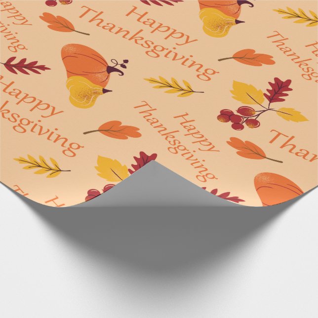 Happy thanksgiving Harvest Pumpkins & Autumn Löv Presentpapper (Hörn)
