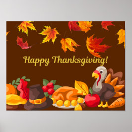 Happy thanksgiving Harvest - Turkey and Vegetables Poster