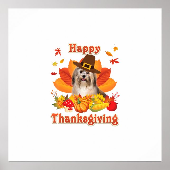 Happy thanksgiving Havanese Hund Im tacksamt Poster (Framsidan)