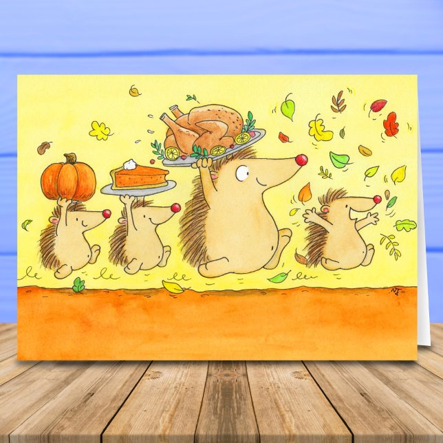 Happy Thanksgiving Hedgehogs Greeting  Kort (Skapare uppladdad)