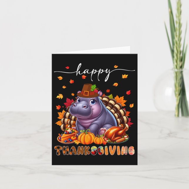Happy thanksgiving Hippo Costume Turkey Fall Lämna Kort (Framsida)