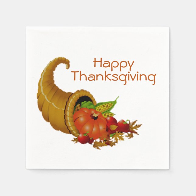 Happy thanksgiving Horn of Plenty Pappersservett (Framsidan)