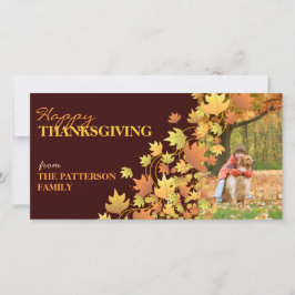 Happy thanksgiving Höst löv Foto Hälsning Julkort
